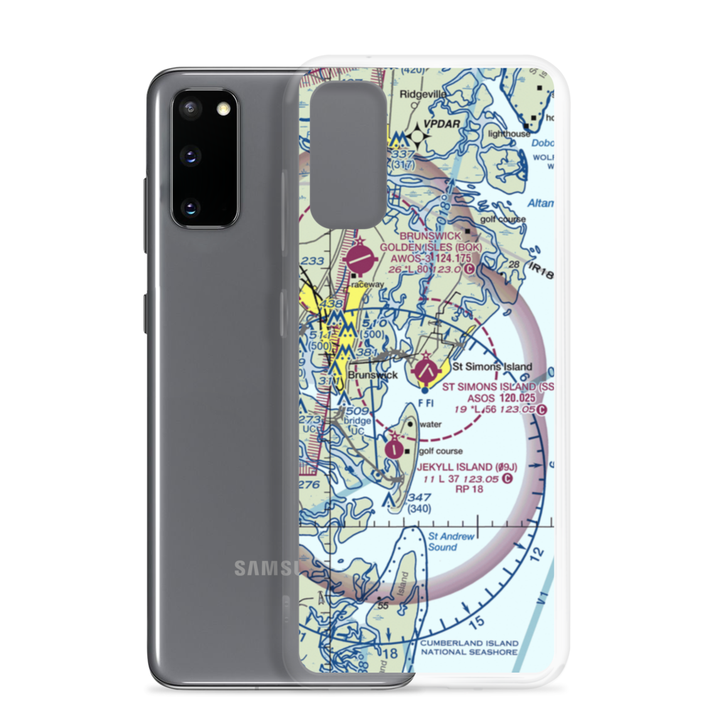St Simons Island Airport (SSI) VFR Sectional Samsung Case Samsung Galaxy S20 model shown