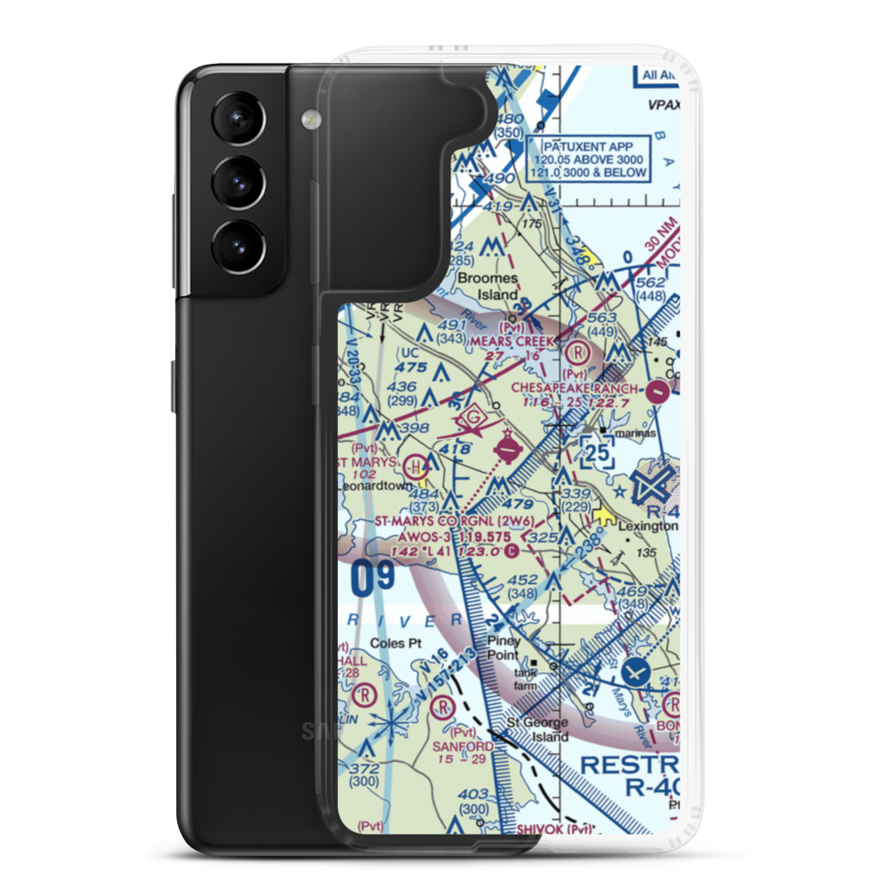 St. Mary's County Regional Airport (2W6) VFR Sectional Samsung Case Samsung Galaxy S21 Plus model shown