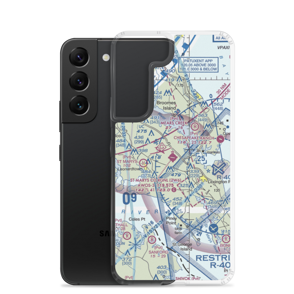 St. Mary's County Regional Airport (2W6) VFR Sectional Samsung Case Samsung Galaxy S22 model shown