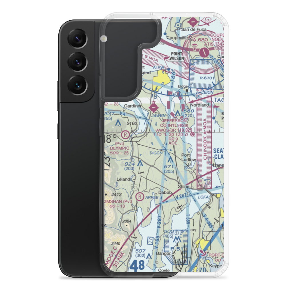 Stacey's Airport (WA42) VFR Sectional Samsung Case Samsung Galaxy S22 Plus model shown