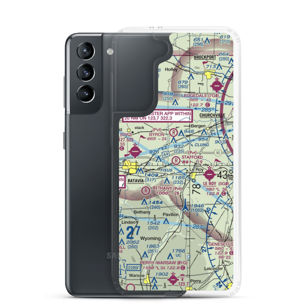 Stafford Airport (20NY) VFR Sectional Samsung Case Samsung Galaxy S21 model shown