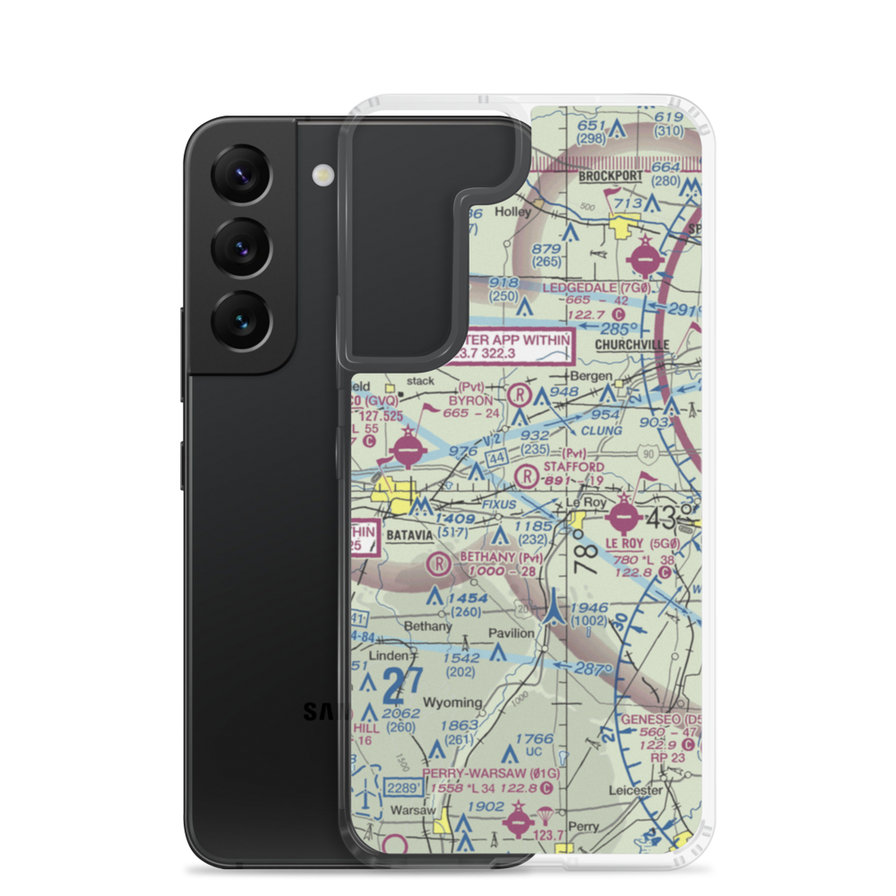 Stafford Airport (20NY) VFR Sectional Samsung Case Samsung Galaxy S22 model shown