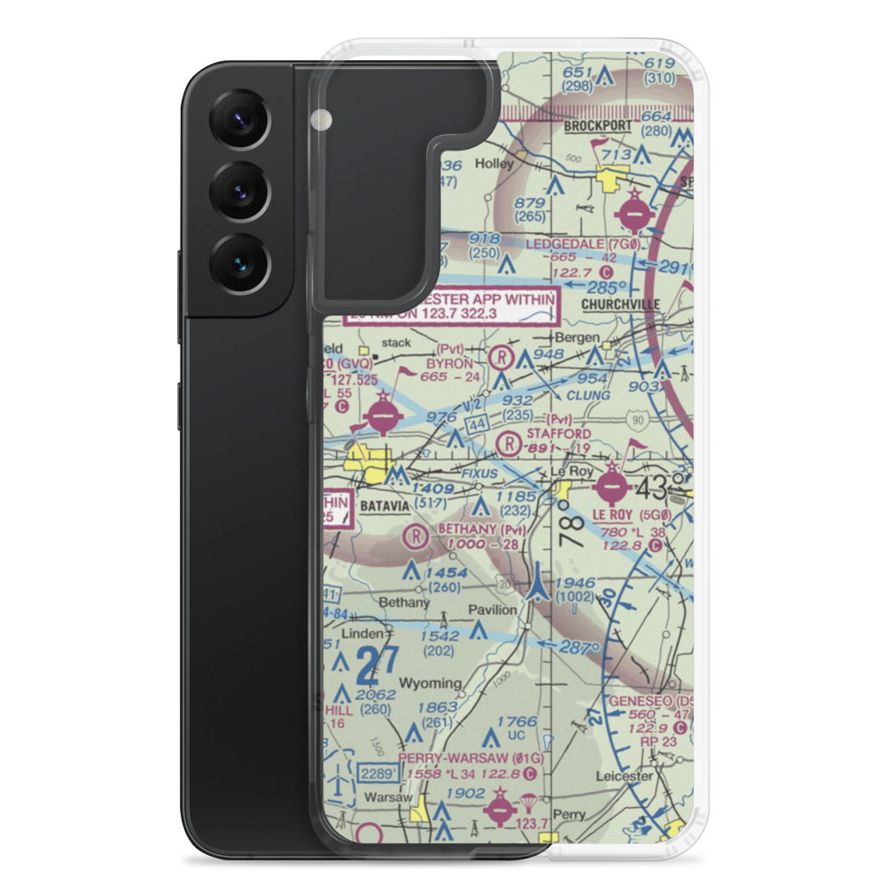 Stafford Airport (20NY) VFR Sectional Samsung Case Samsung Galaxy S22 Plus model shown