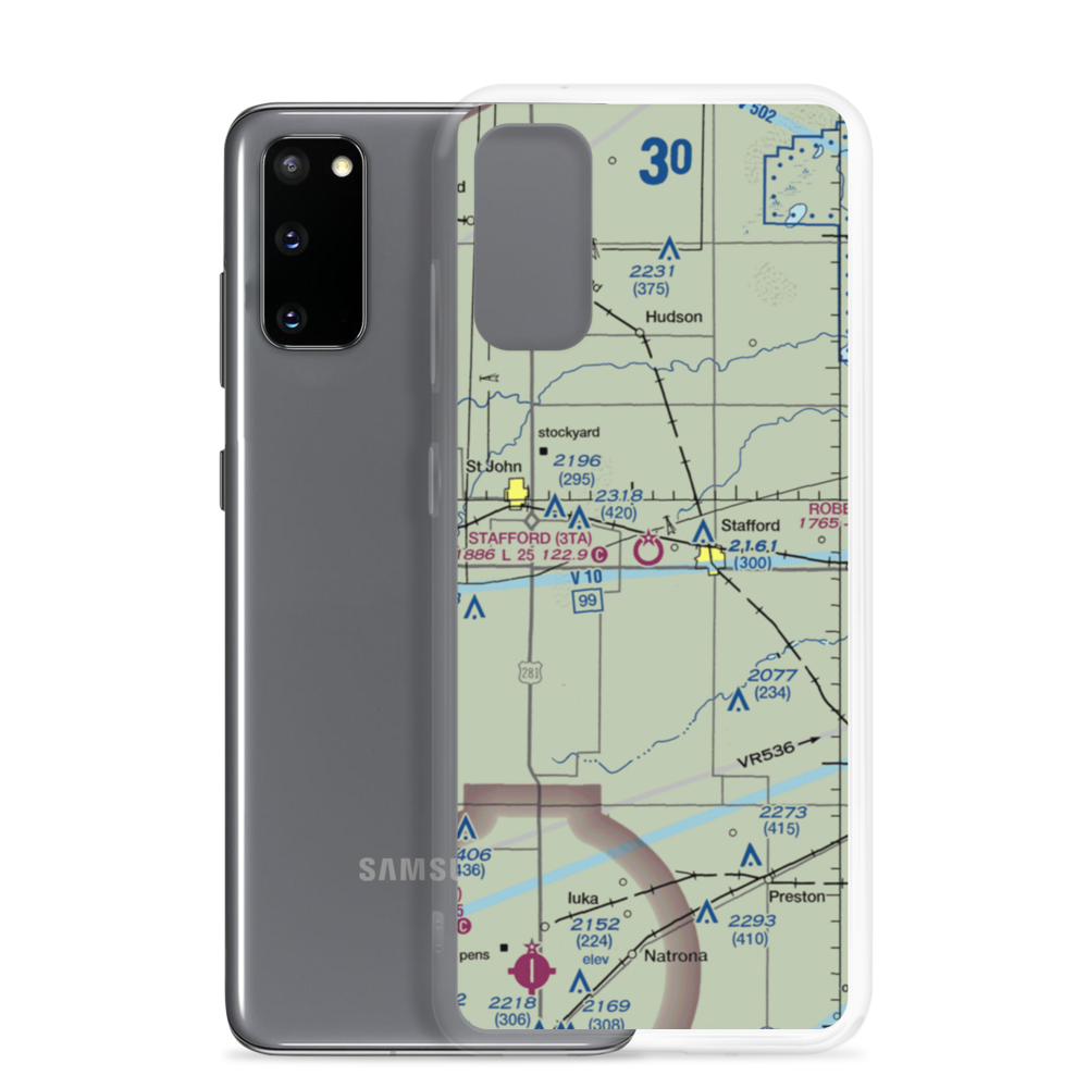 Stafford Municipal Airport (3TA) VFR Sectional Samsung Case Samsung Galaxy S20 model shown