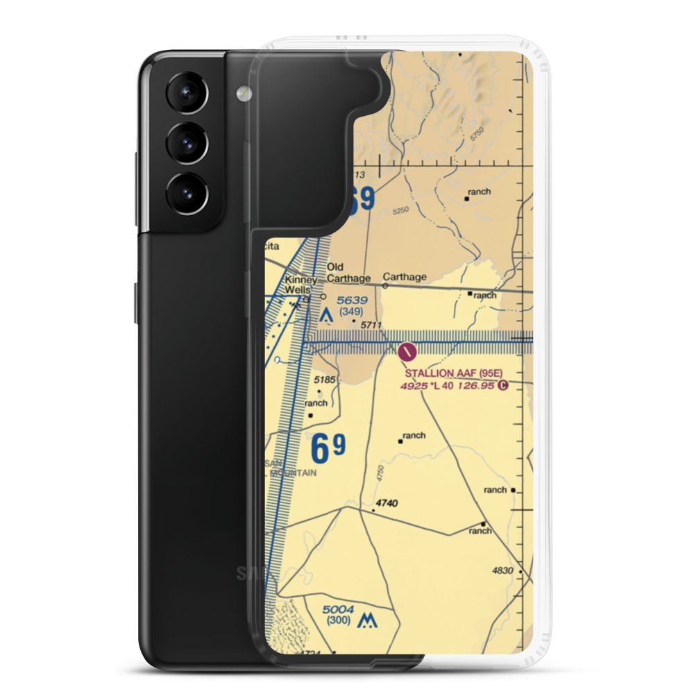 Stallion Army Air Field (95E) VFR Sectional Samsung Case Samsung Galaxy S21 Plus model shown