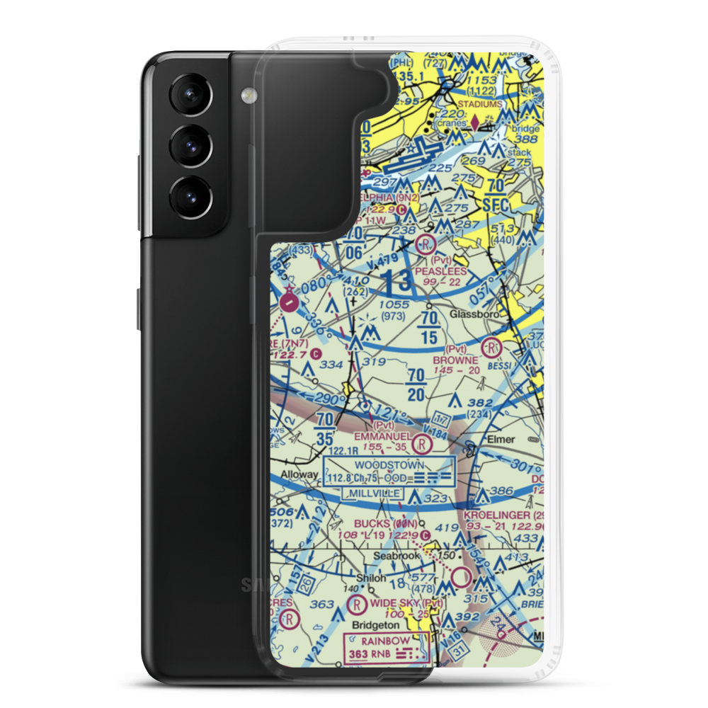 Stallone Airport (9NJ5) VFR Sectional Samsung Case Samsung Galaxy S21 Plus model shown