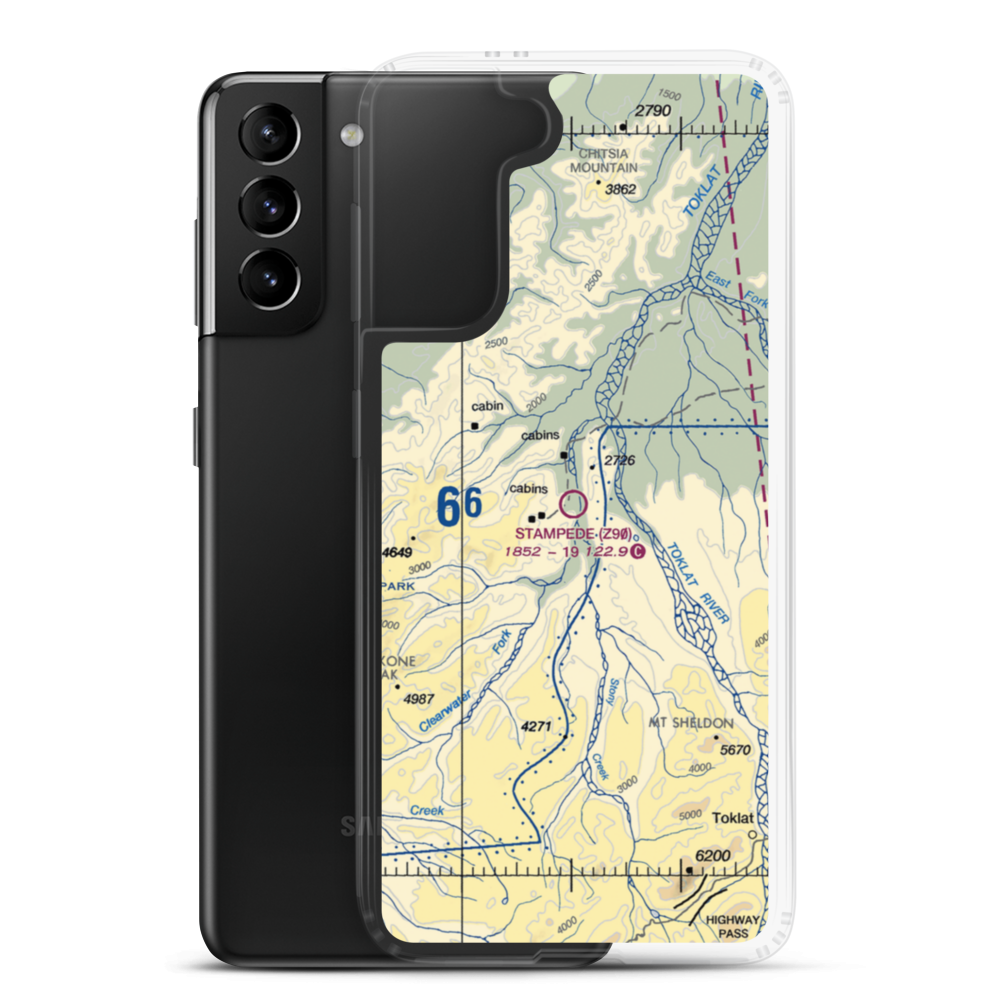 Stampede Airport (Z90) VFR Sectional Samsung Case Samsung Galaxy S21 Plus model shown