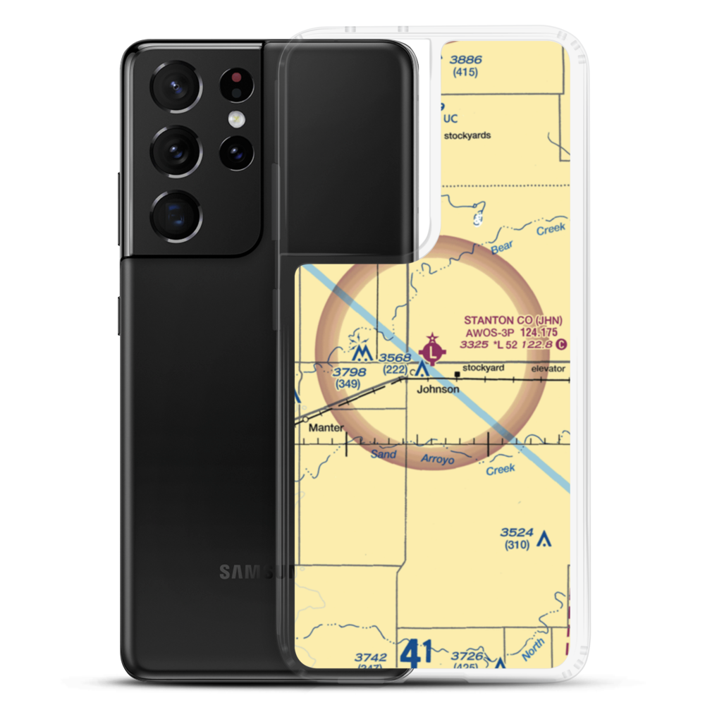 Stanton County Municipal Airport (JHN) VFR Sectional Samsung Case Samsung Galaxy S21 Ultra model shown