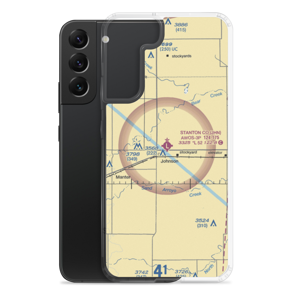 Stanton County Municipal Airport (JHN) VFR Sectional Samsung Case Samsung Galaxy S22 Plus model shown