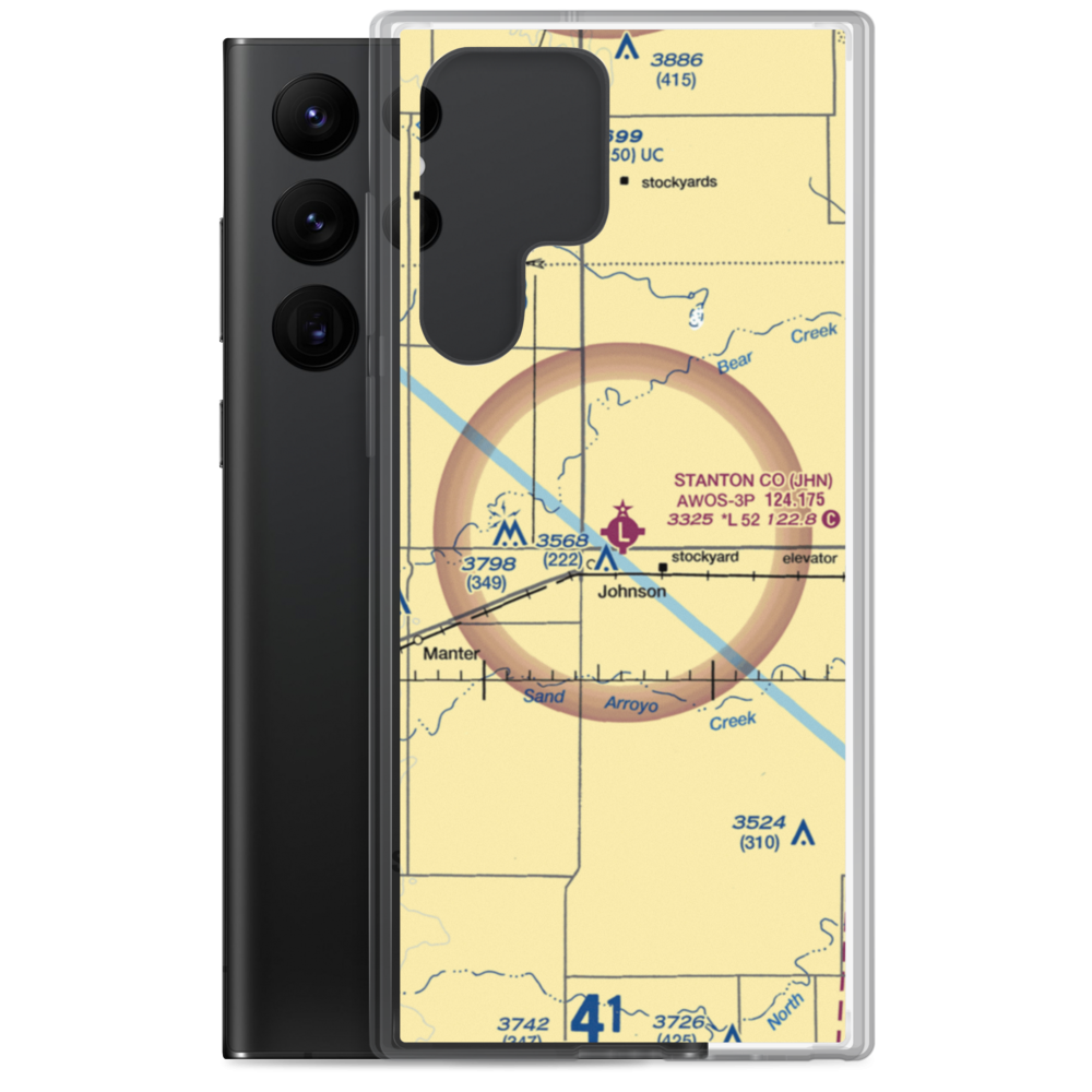 Stanton County Municipal Airport (JHN) VFR Sectional Samsung Case Samsung Galaxy S22 Ultra model shown