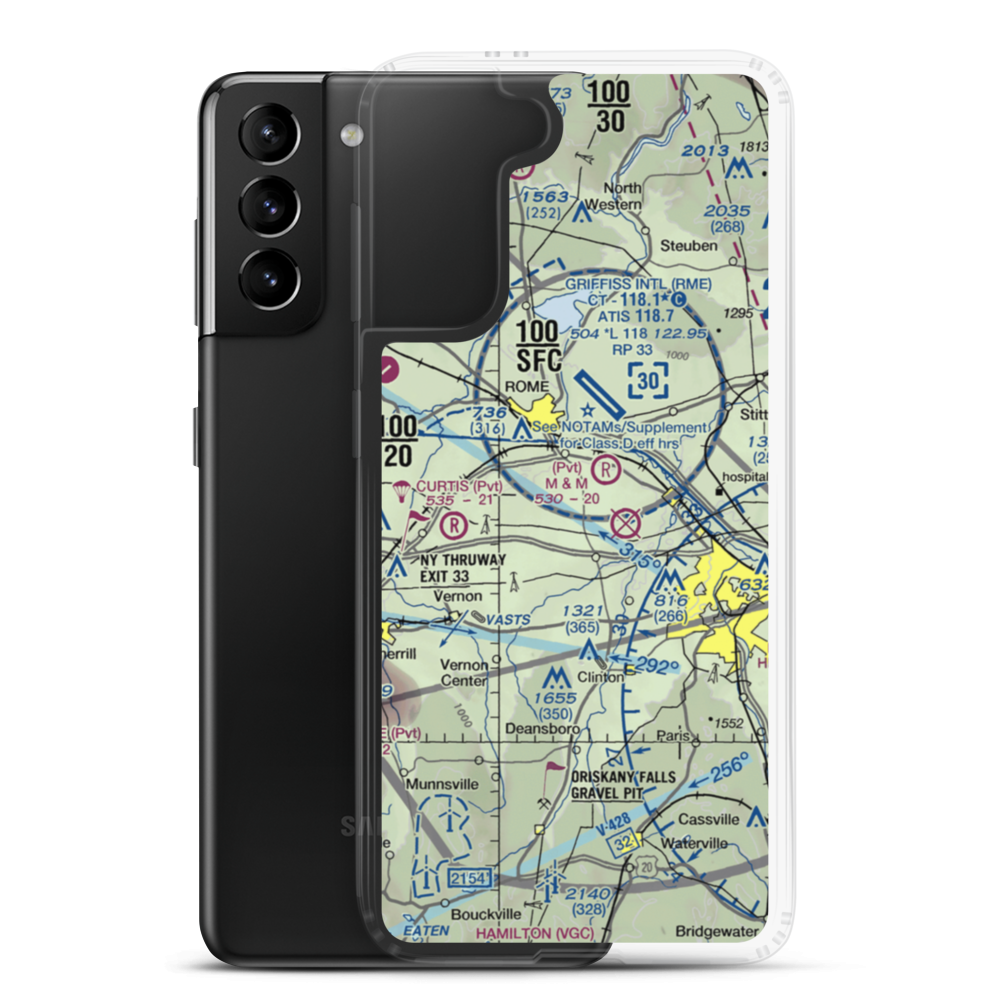 Stanwix Heights Airport (5NY4) VFR Sectional Samsung Case Samsung Galaxy S21 Plus model shown