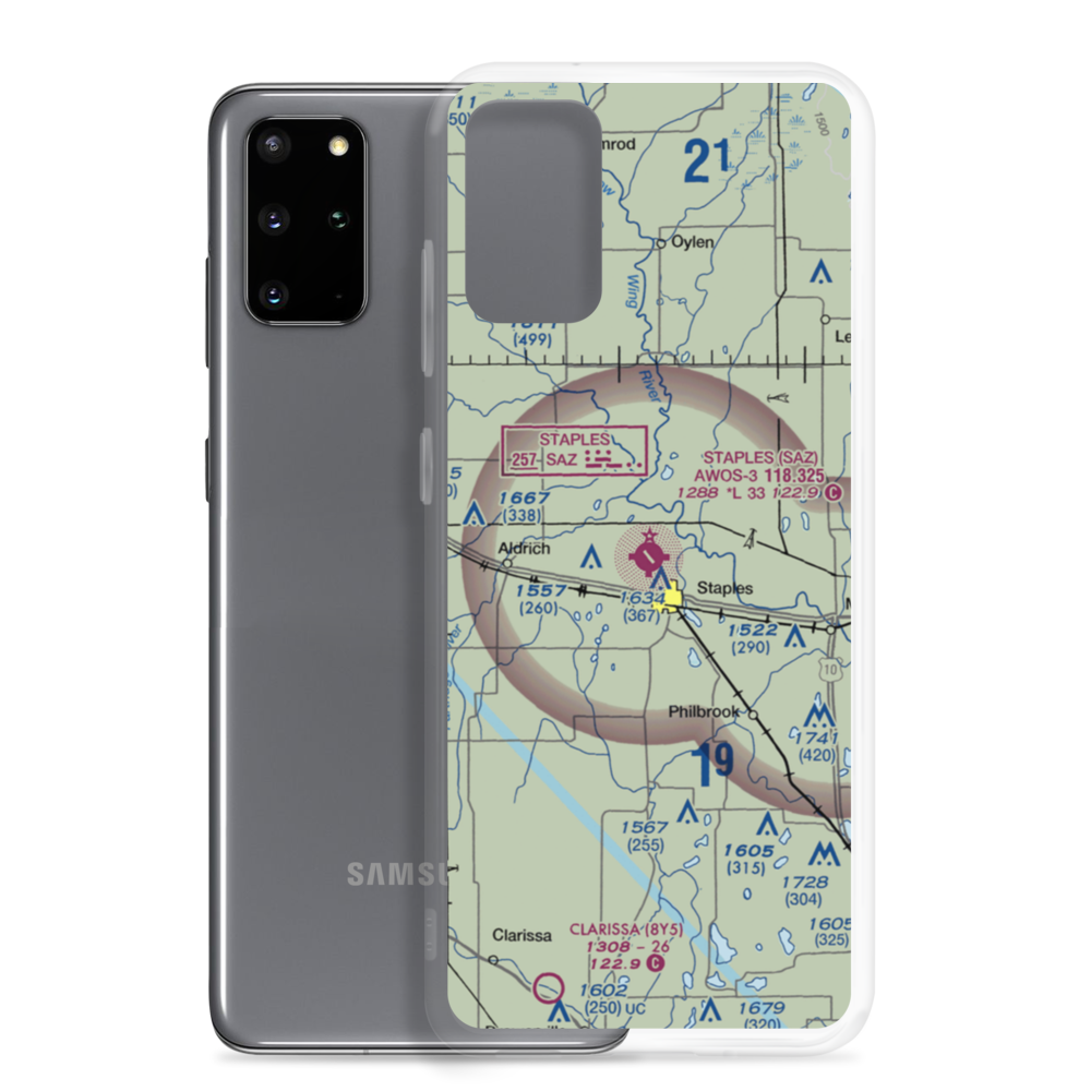 Staples Municipal Airport (SAZ) VFR Sectional Samsung Case Samsung Galaxy S20 Plus model shown