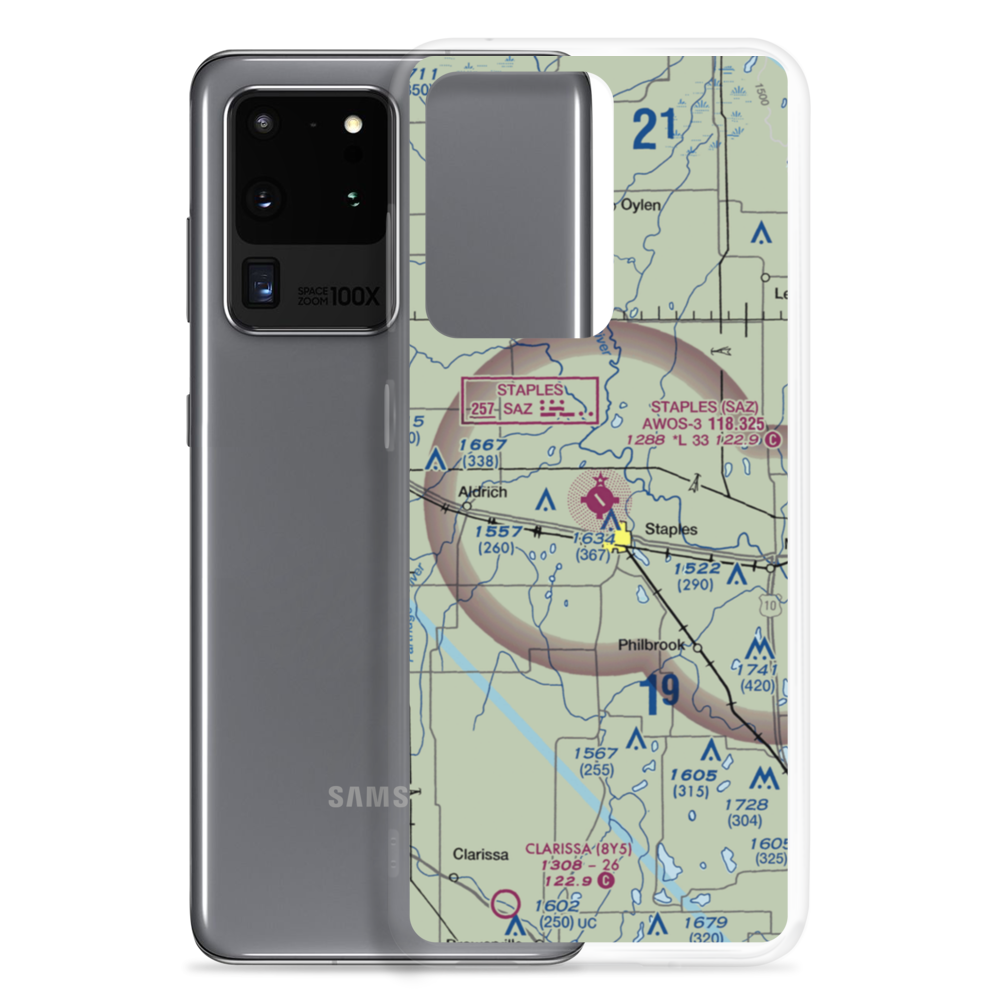 Staples Municipal Airport (SAZ) VFR Sectional Samsung Case Samsung Galaxy S20 Ultra model shown