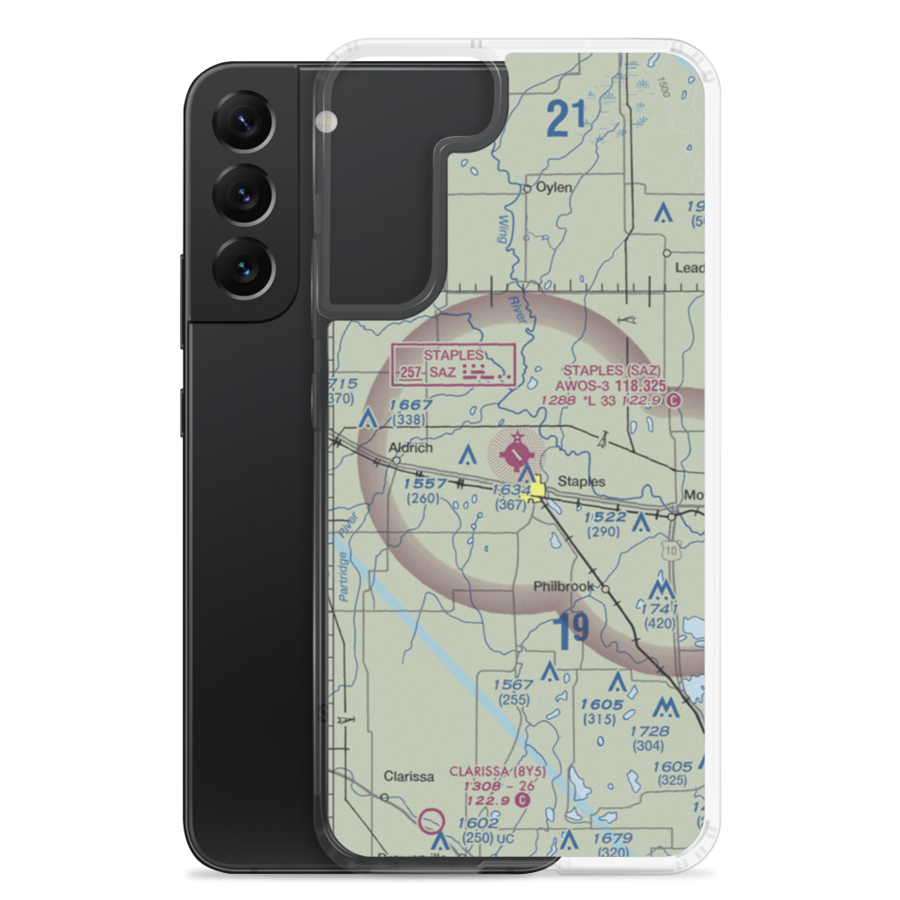 Staples Municipal Airport (SAZ) VFR Sectional Samsung Case Samsung Galaxy S22 Plus model shown