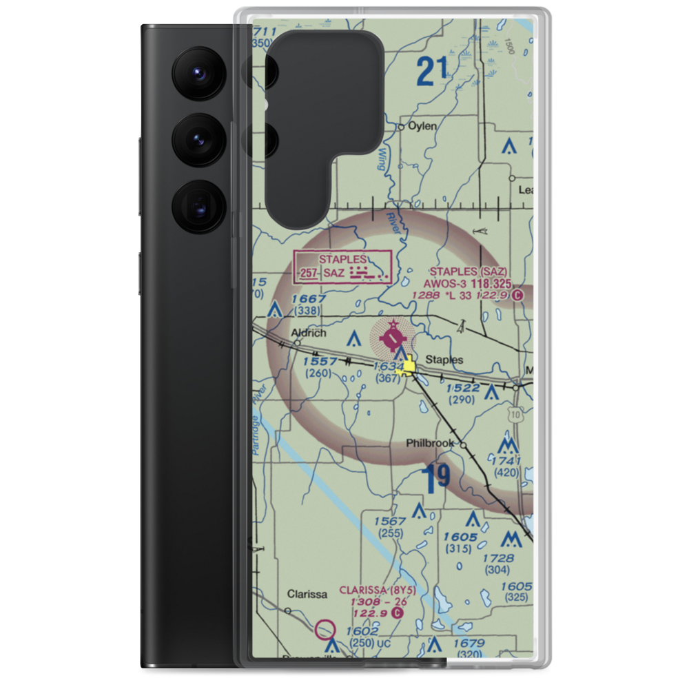 Staples Municipal Airport (SAZ) VFR Sectional Samsung Case Samsung Galaxy S22 Ultra model shown