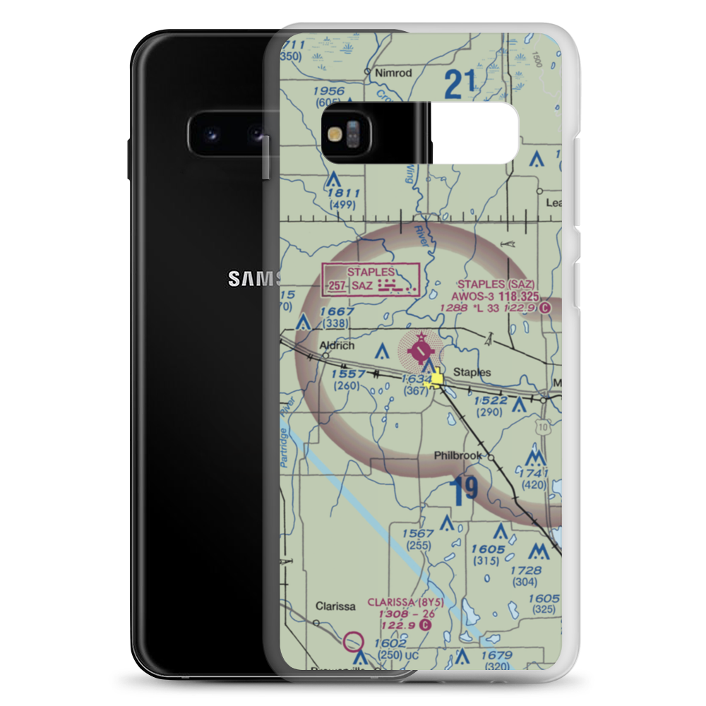 Staples Municipal Airport (SAZ) VFR Sectional Samsung Case Samsung Galaxy S10+ model shown