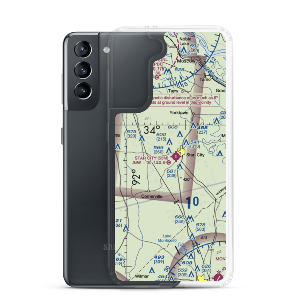 Star City Municipal Airport (55M) VFR Sectional Samsung Case Samsung Galaxy S21 model shown