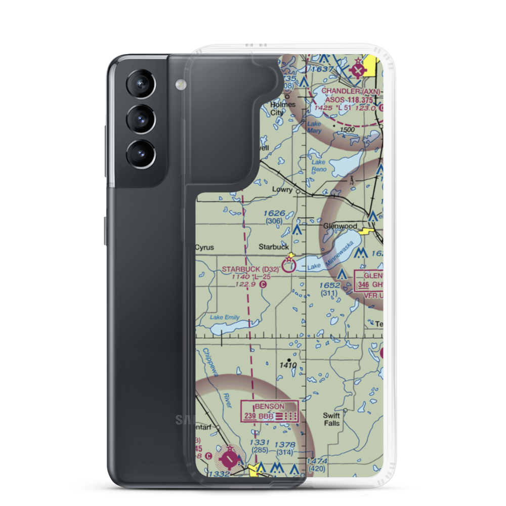 Starbuck Municipal Airport (D32) VFR Sectional Samsung Case Samsung Galaxy S21 model shown