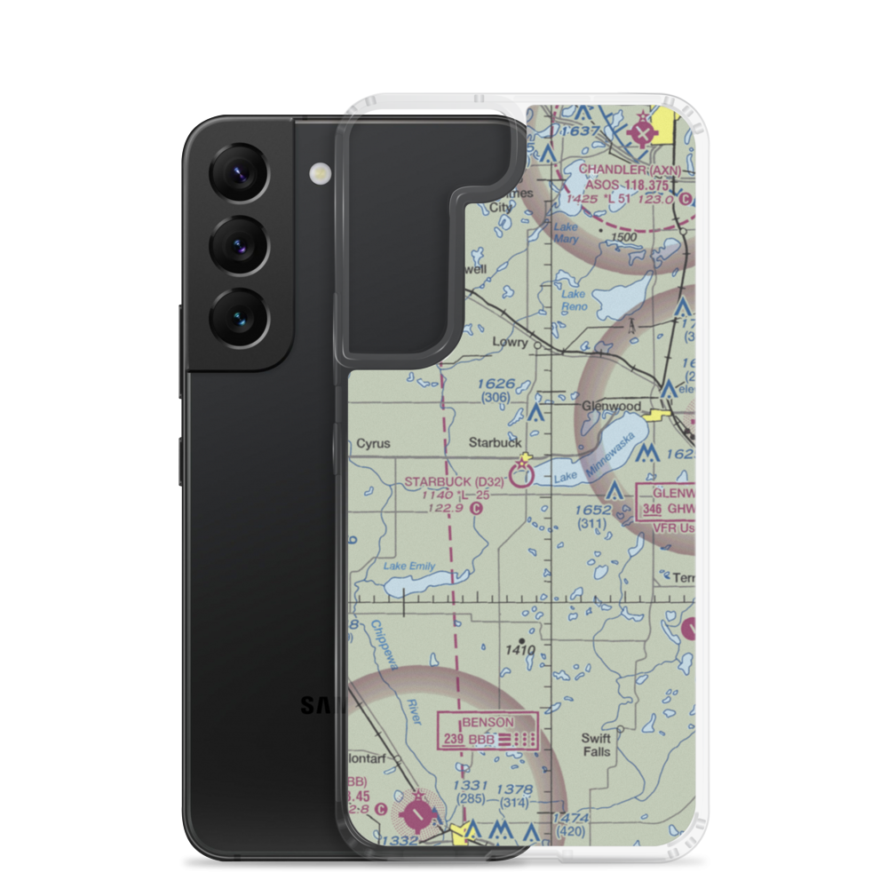 Starbuck Municipal Airport (D32) VFR Sectional Samsung Case Samsung Galaxy S22 model shown