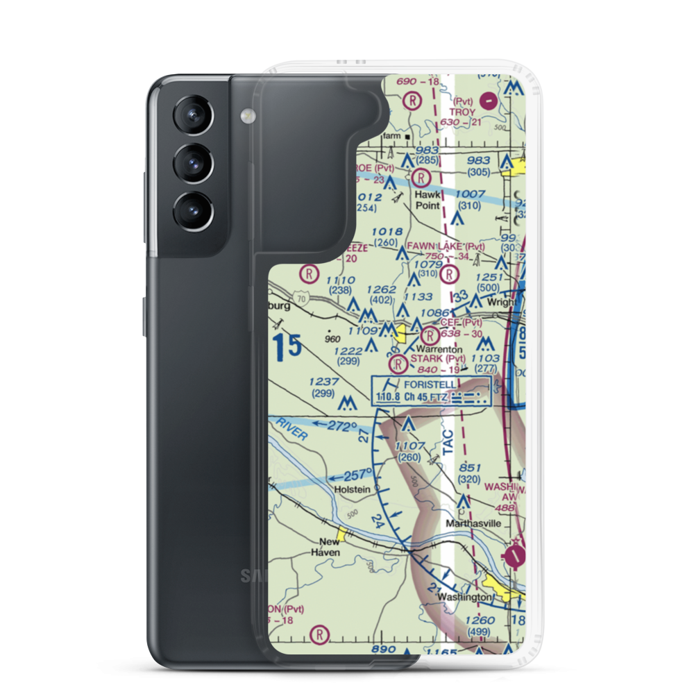 Stark Airport (MU18) VFR Sectional Samsung Case Samsung Galaxy S21 model shown