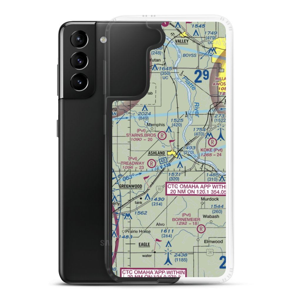 Starns Auxiliary Airport (NE15) VFR Sectional Samsung Case Samsung Galaxy S21 Plus model shown
