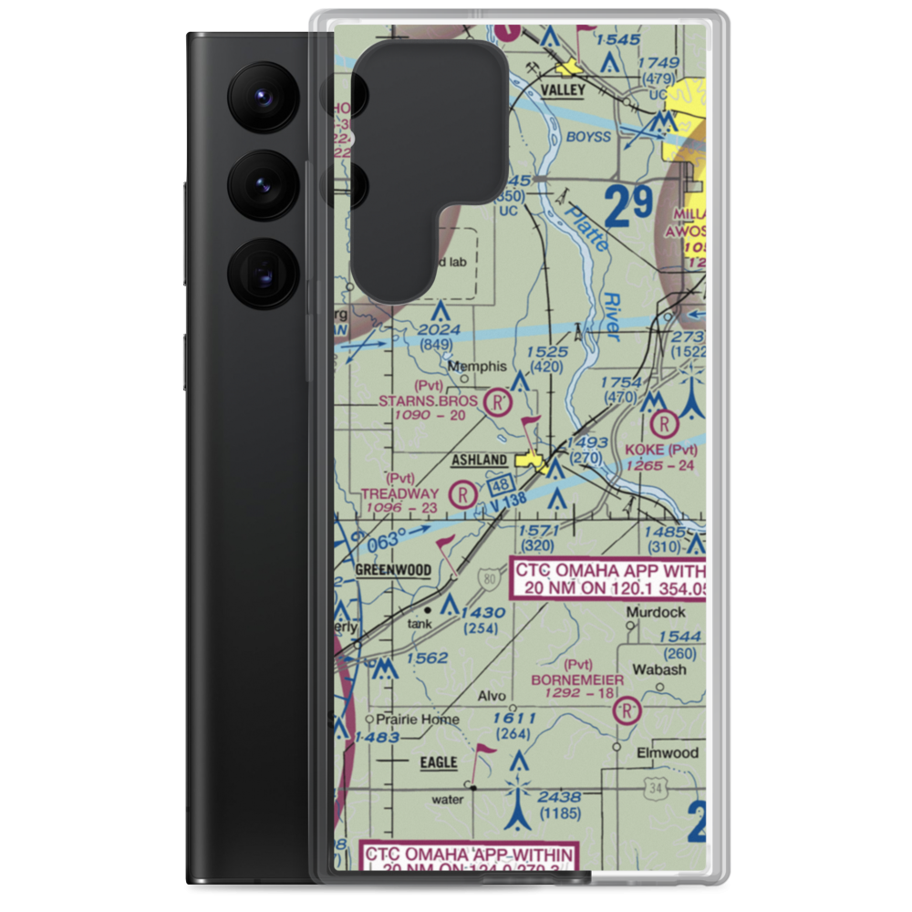Starns Auxiliary Airport (NE15) VFR Sectional Samsung Case Samsung Galaxy S22 Ultra model shown