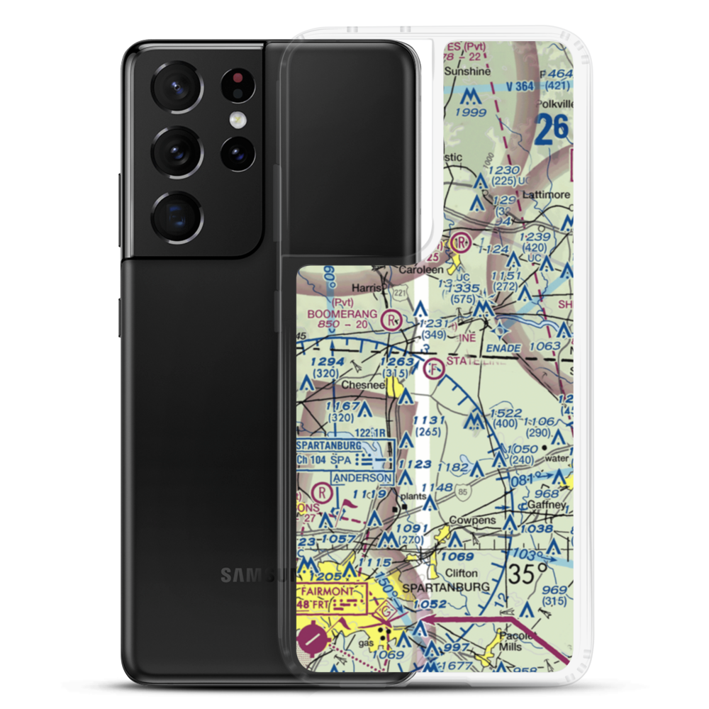 State Line Ultraport/Flightpark Ultralightport (SC10) VFR Sectional Samsung Case Samsung Galaxy S21 Ultra model shown