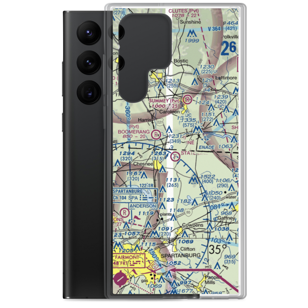 State Line Ultraport/Flightpark Ultralightport (SC10) VFR Sectional Samsung Case Samsung Galaxy S22 Ultra model shown