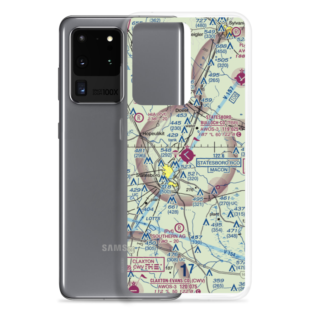 Statesboro Bulloch County Airport (TBR) VFR Sectional Samsung Case Samsung Galaxy S20 Ultra model shown