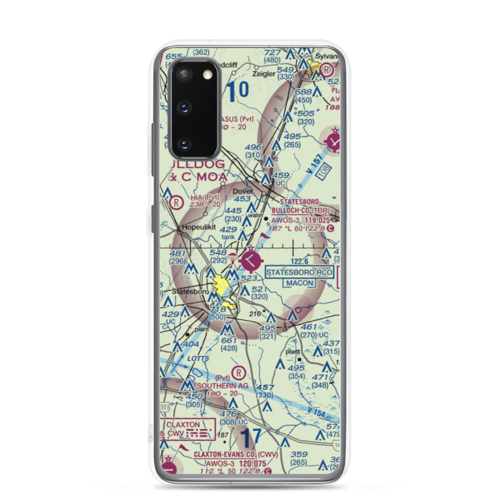 Statesboro Bulloch County Airport (TBR) VFR Sectional Samsung Case Samsung Galaxy S20 model shown