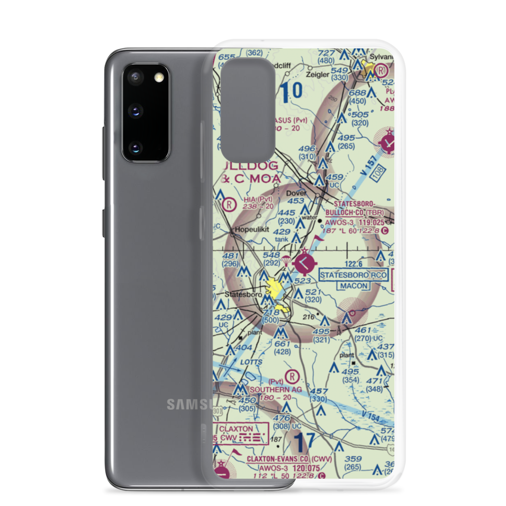 Statesboro Bulloch County Airport (TBR) VFR Sectional Samsung Case Samsung Galaxy S20 model shown