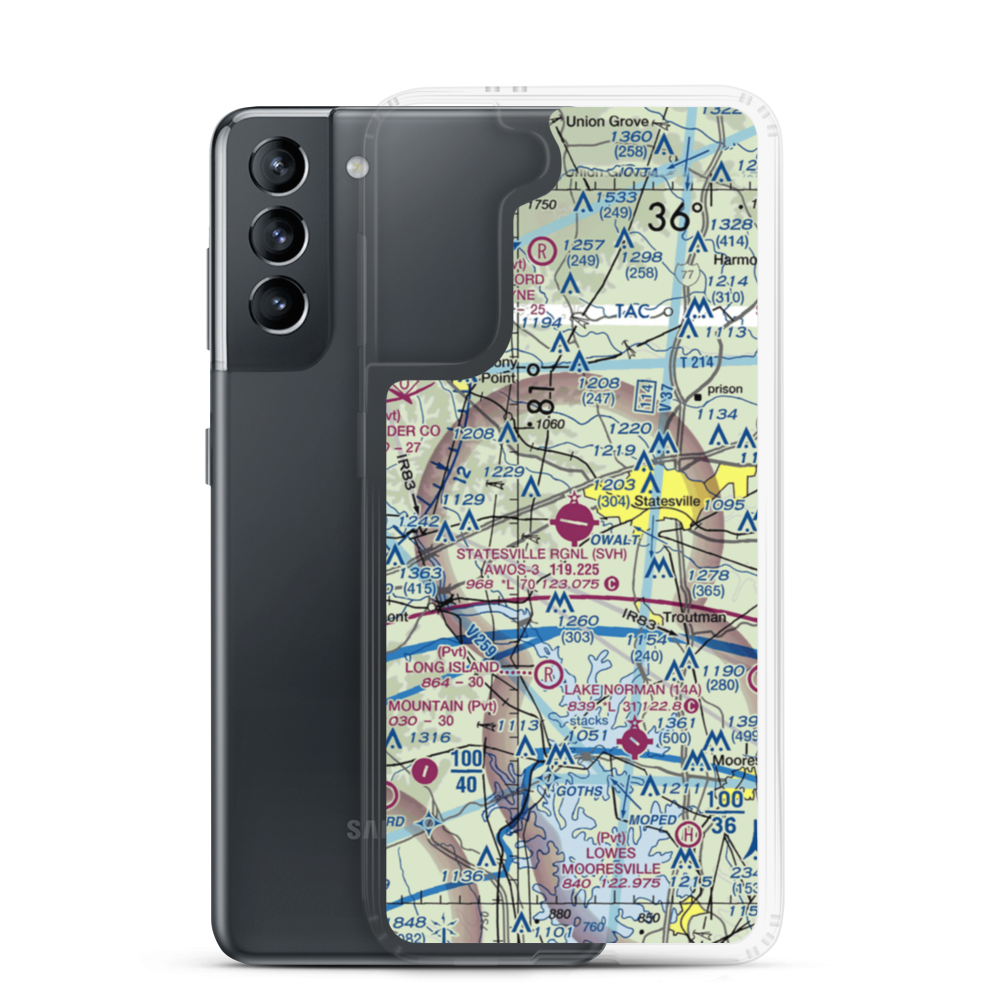 Statesville Regional Airport (SVH) VFR Sectional Samsung Case Samsung Galaxy S21 model shown