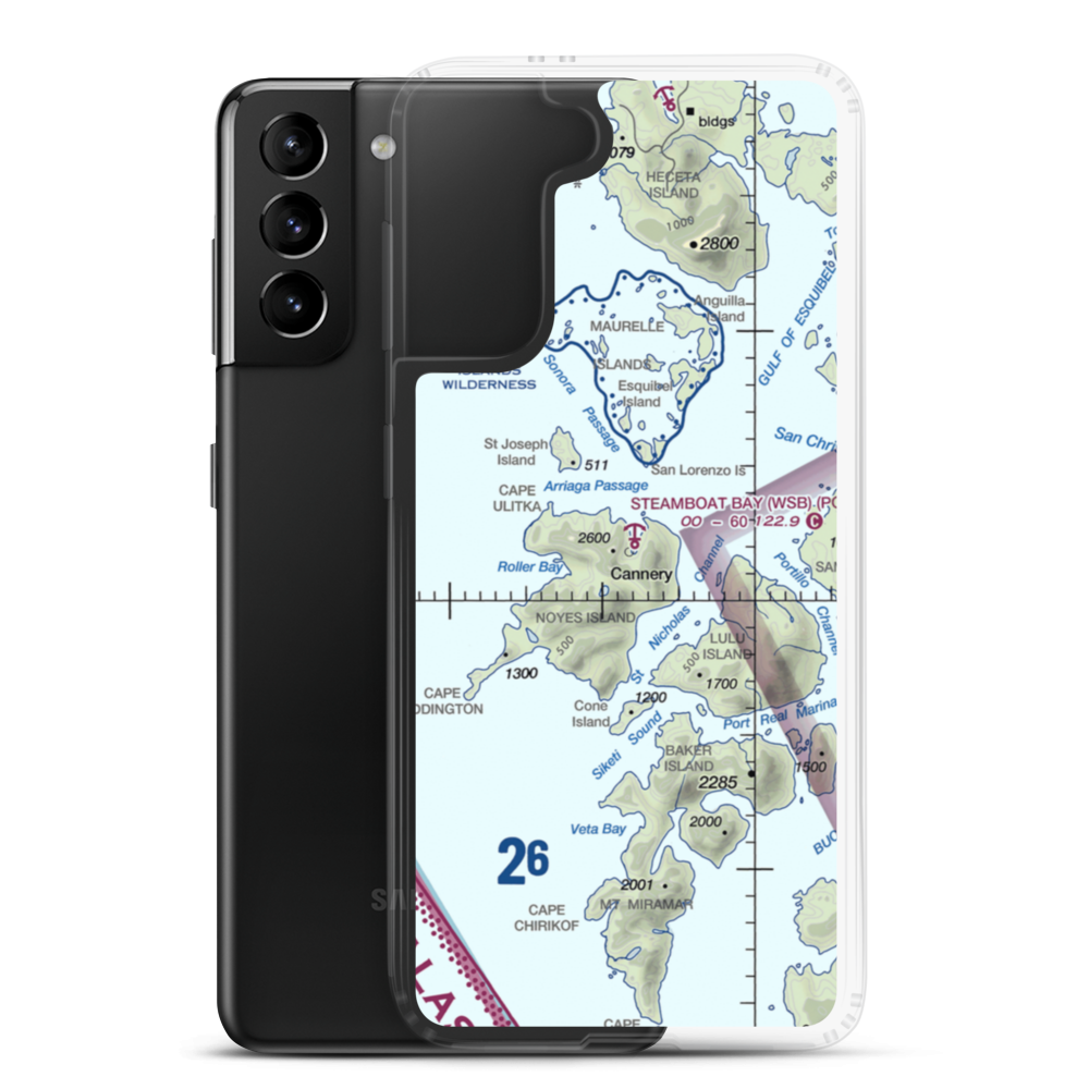 Steamboat Bay Seaplane Base (WSB) VFR Sectional Samsung Case Samsung Galaxy S21 Plus model shown