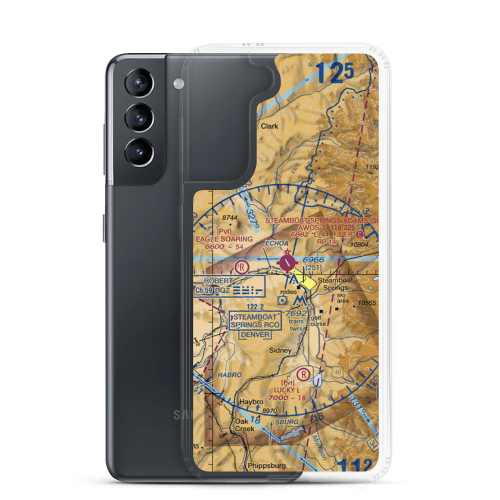 Steamboat Springs Bob Adams Field (SBS) VFR Sectional Samsung Case Samsung Galaxy S21 model shown