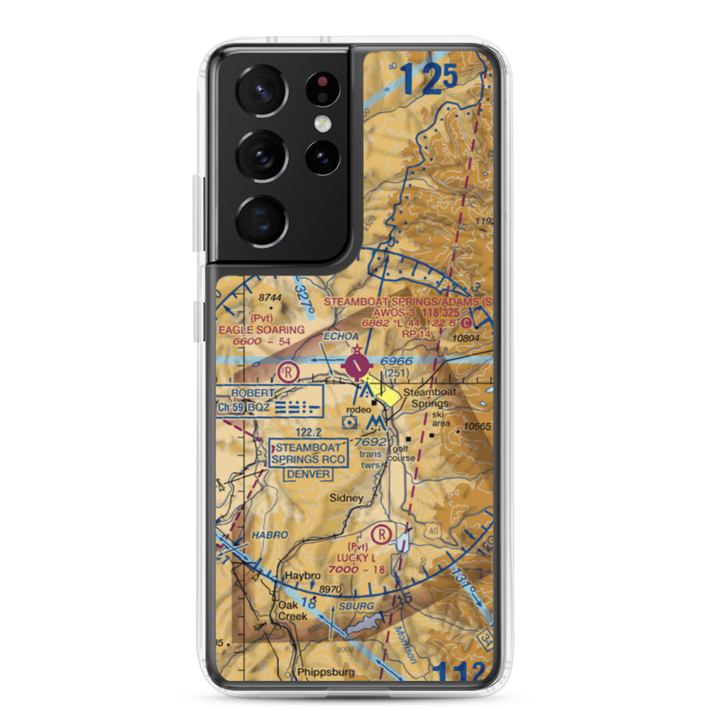 Steamboat Springs Bob Adams Field (SBS) VFR Sectional Samsung Case Samsung Galaxy S21 Ultra model shown