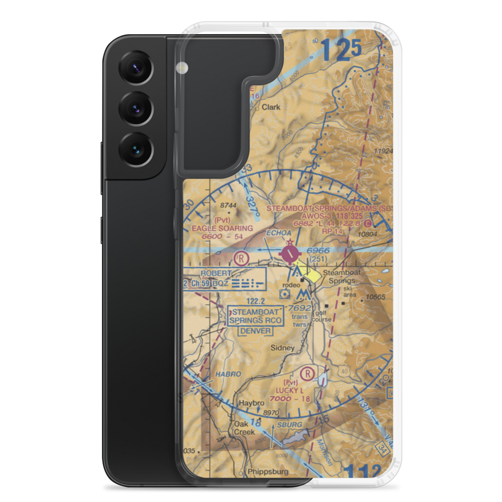 Steamboat Springs Bob Adams Field (SBS) VFR Sectional Samsung Case Samsung Galaxy S22 Plus model shown