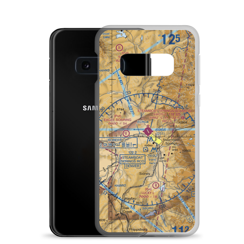 Steamboat Springs Bob Adams Field (SBS) VFR Sectional Samsung Case Samsung Galaxy S10e model shown