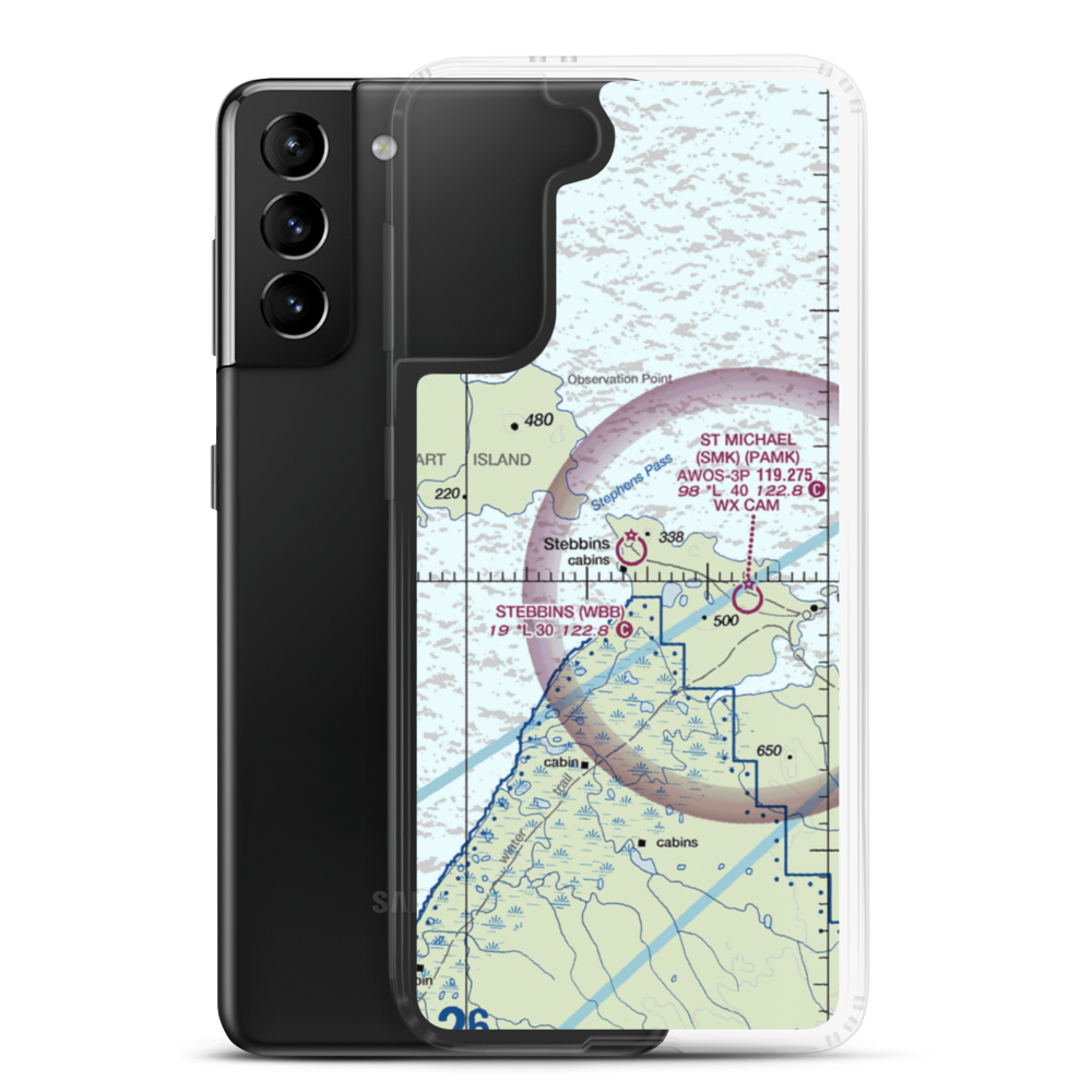 Stebbins Airport (WBB) VFR Sectional Samsung Case Samsung Galaxy S21 Plus model shown