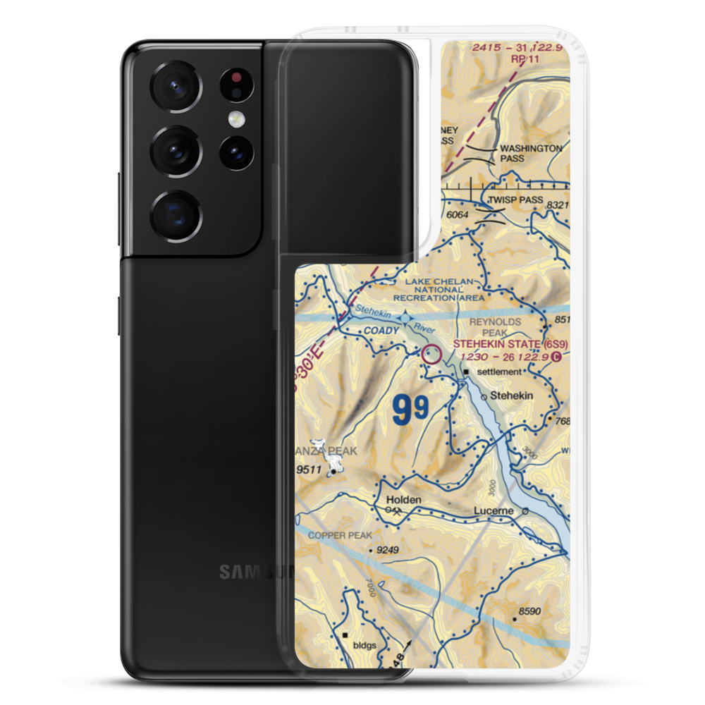 Stehekin State Airport (6S9) VFR Sectional Samsung Case Samsung Galaxy S21 Ultra model shown