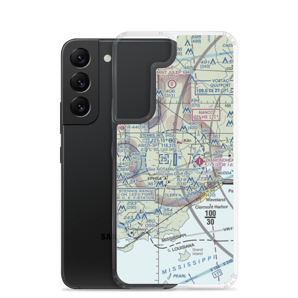 Stennis International Airport (HSA) VFR Sectional Samsung Case Samsung Galaxy S22 model shown