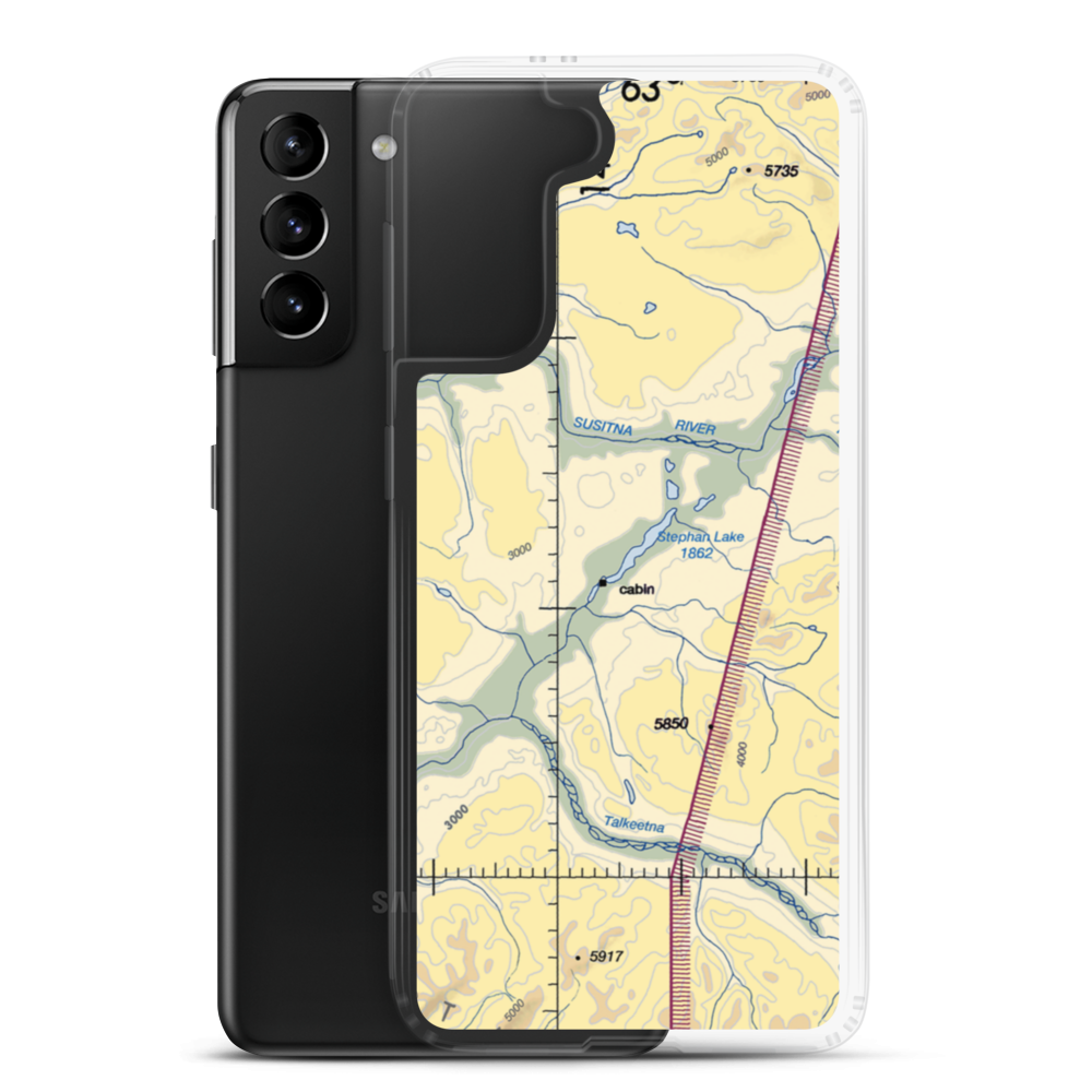 Stephan Lake Lodge Airport (AK61) VFR Sectional Samsung Case Samsung Galaxy S21 Plus model shown