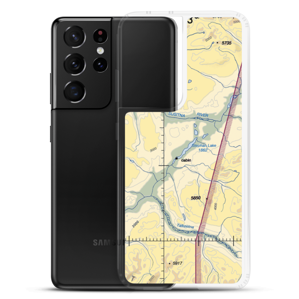Stephan Lake Lodge Airport (AK61) VFR Sectional Samsung Case Samsung Galaxy S21 Ultra model shown
