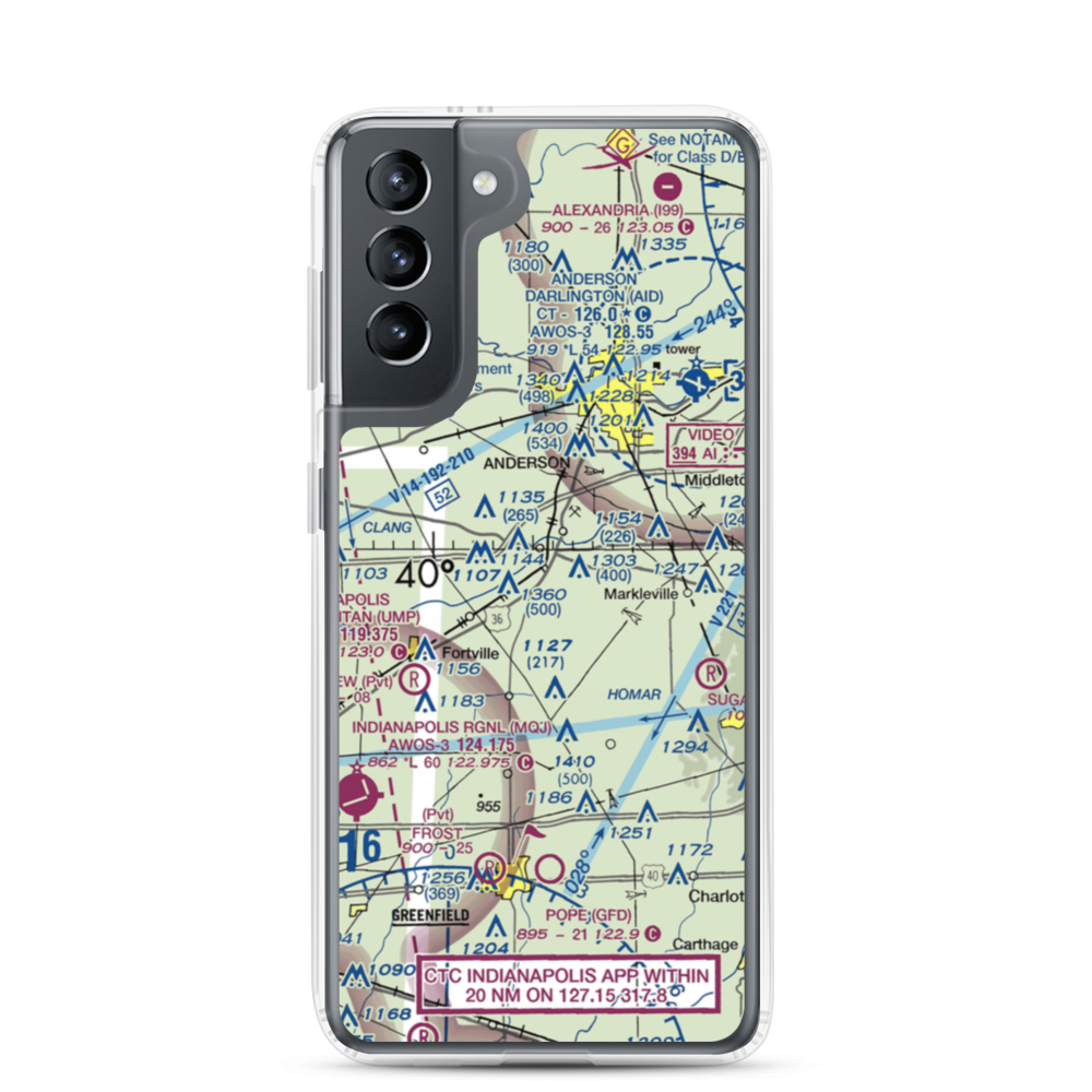 Stephenson Airport (IN32) VFR Sectional Samsung Case Samsung Galaxy S21 model shown