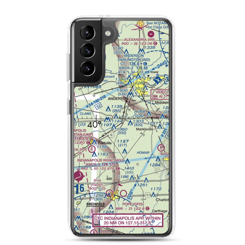 Stephenson Airport (IN32) VFR Sectional Samsung Case Samsung Galaxy S21 Plus model shown