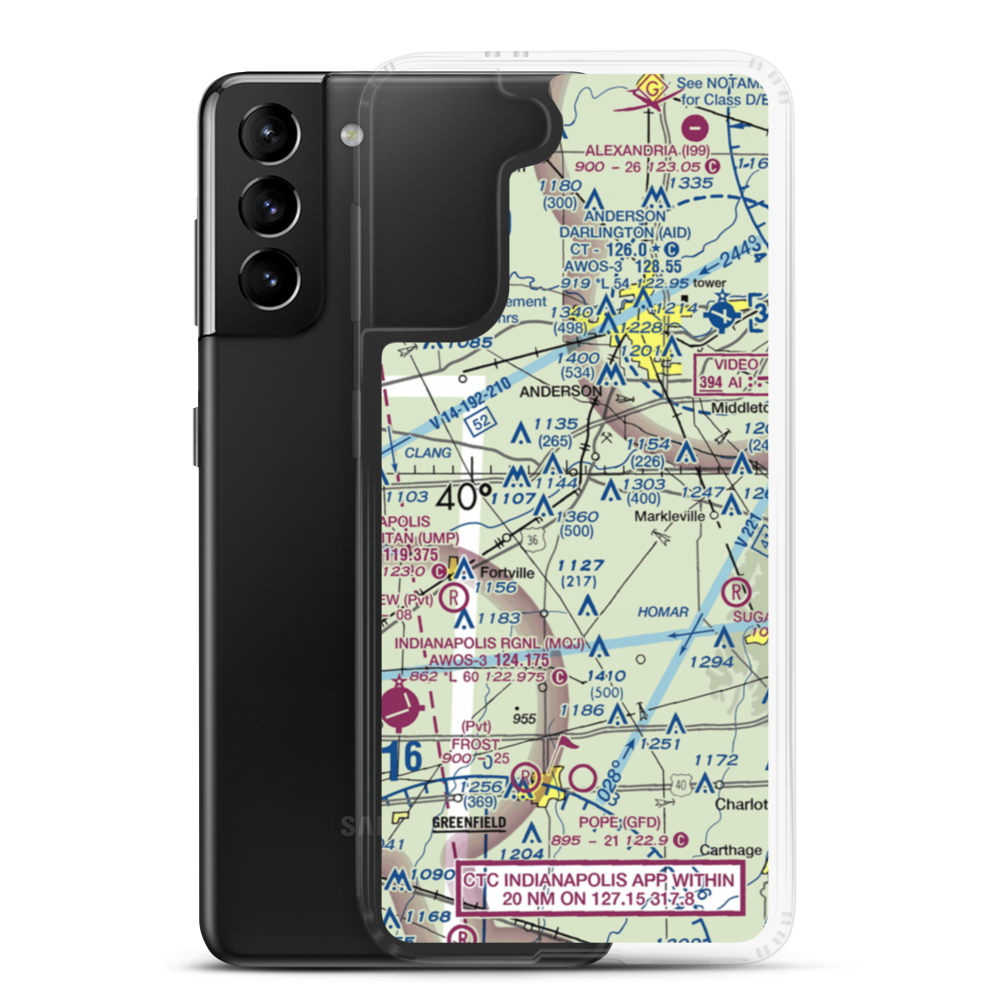 Stephenson Airport (IN32) VFR Sectional Samsung Case Samsung Galaxy S21 Plus model shown
