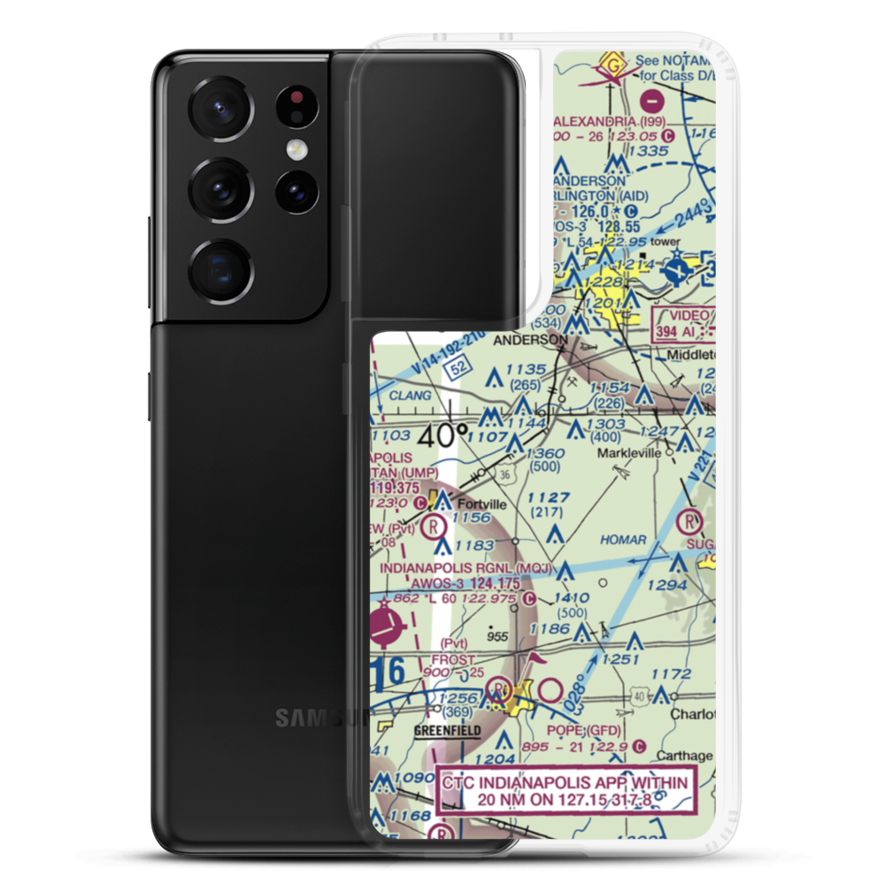 Stephenson Airport (IN32) VFR Sectional Samsung Case Samsung Galaxy S21 Ultra model shown