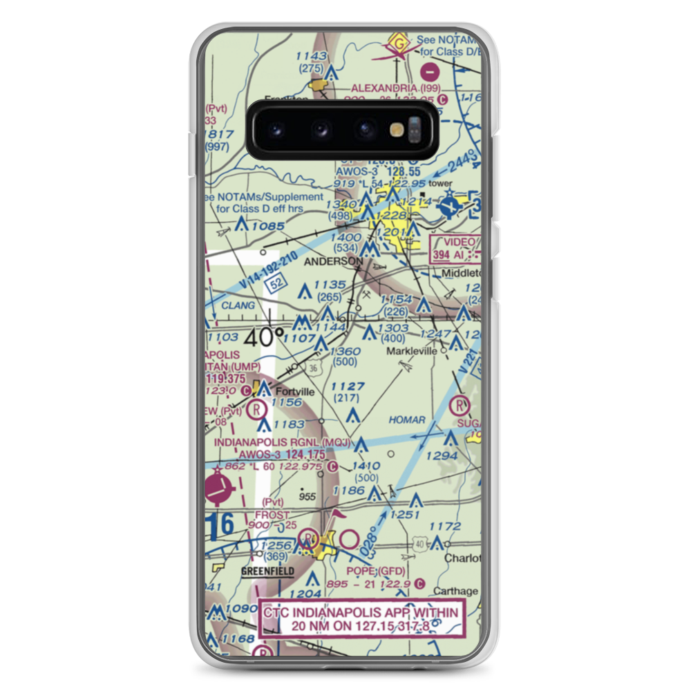 Stephenson Airport (IN32) VFR Sectional Samsung Case Samsung Galaxy S10+ model shown