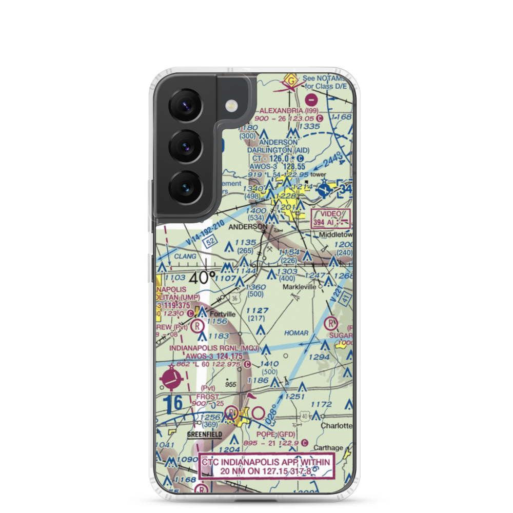 Stephenson Airport (IN32) VFR Sectional Samsung Case Samsung Galaxy S22 model shown