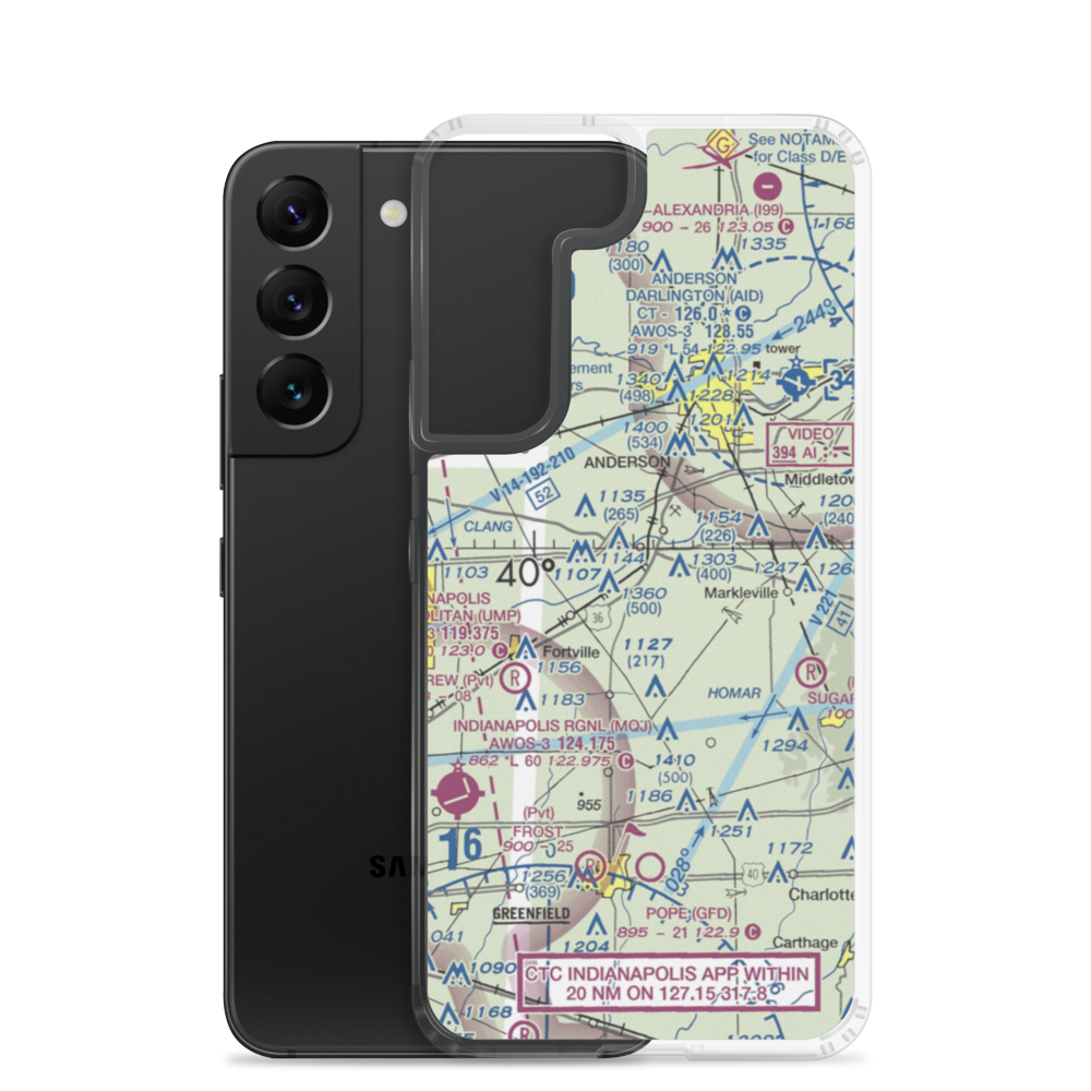 Stephenson Airport (IN32) VFR Sectional Samsung Case Samsung Galaxy S22 model shown