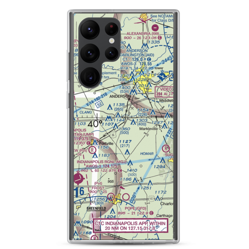 Stephenson Airport (IN32) VFR Sectional Samsung Case Samsung Galaxy S22 Ultra model shown